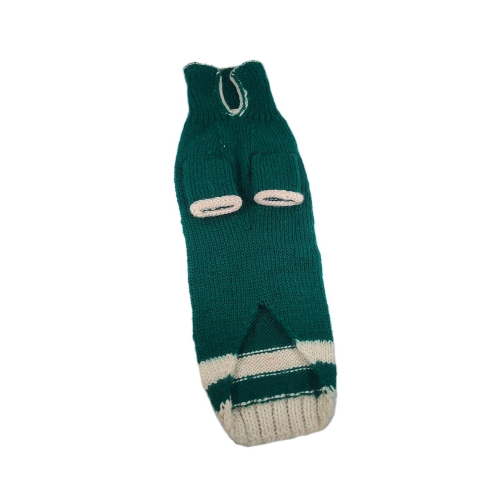 Liz Claiborn Crochet Christmas Dog Sweater Green W/Reindeer Face Size Medium - Picture 6 of 12